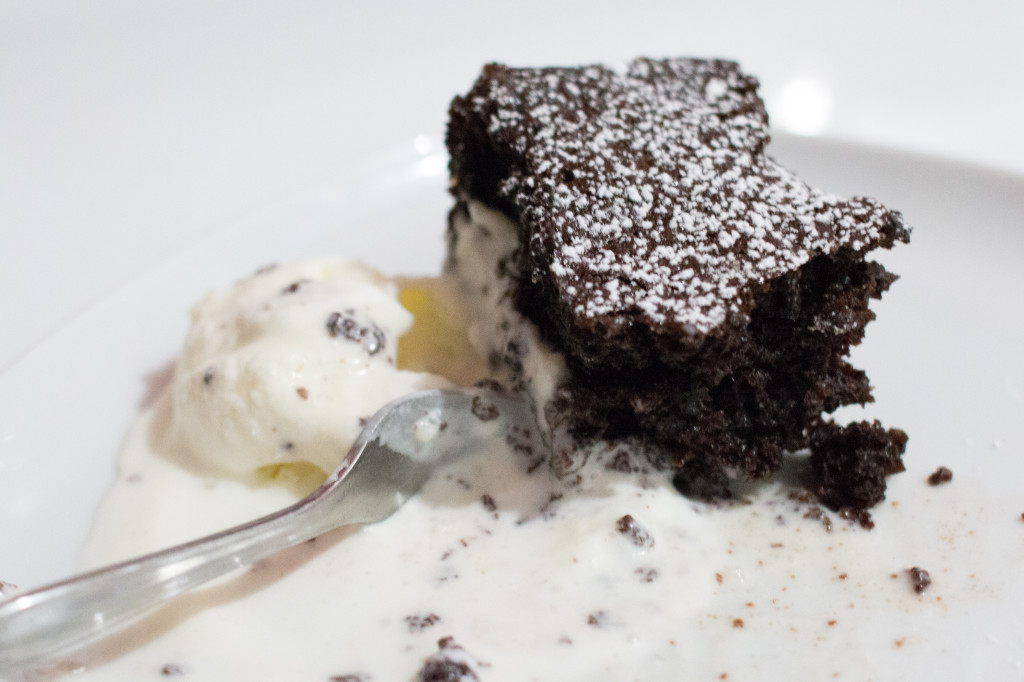 Dark Chocolate Cake with Ice Cream